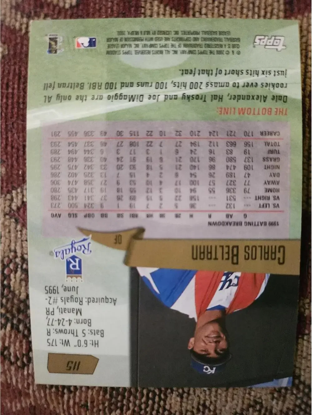 2000 Topps Stadium Club #115 Carlos Beltran Royals - HOF - Picture 2 of 2
